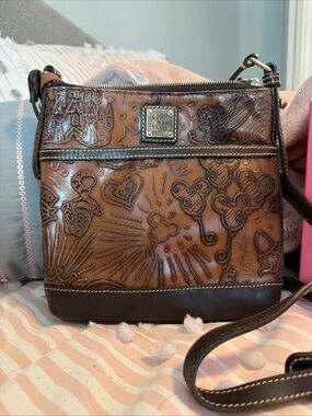 Dooney & Bourke DISNEY Sketch Brown Embossed Leather Crossbody Bag MAKE OFFER